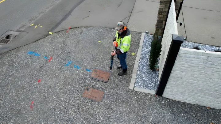 Technician performing underground water leak detection in Fort Worth
